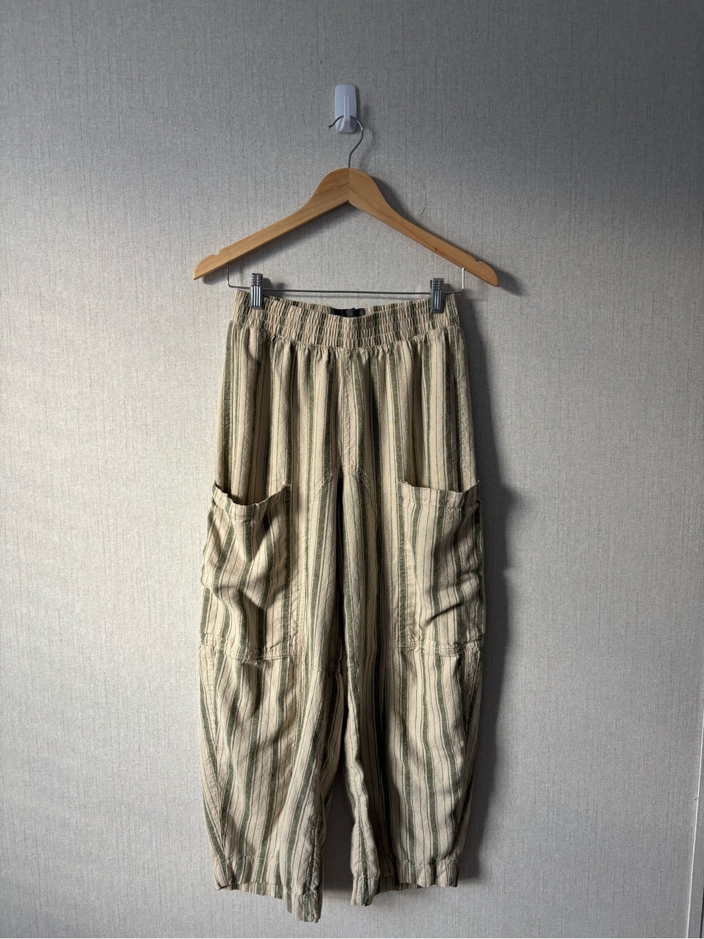 Urban Outfitters Beige and Olive Stripe Cargo Pants